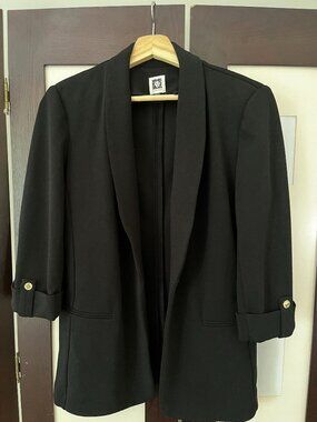 Anne Klein Fitted Open Front Blazer with Golden Accents Size Medium